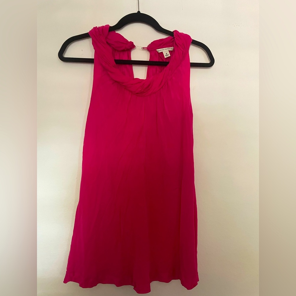 Pink tank with rolled neck